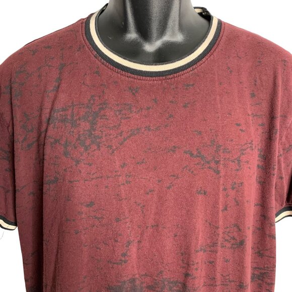 Five Point Ind Short Sleeve Ringer T Shirt XL Red Black Marbled Stretch Cotton - Picture 2 of 5
